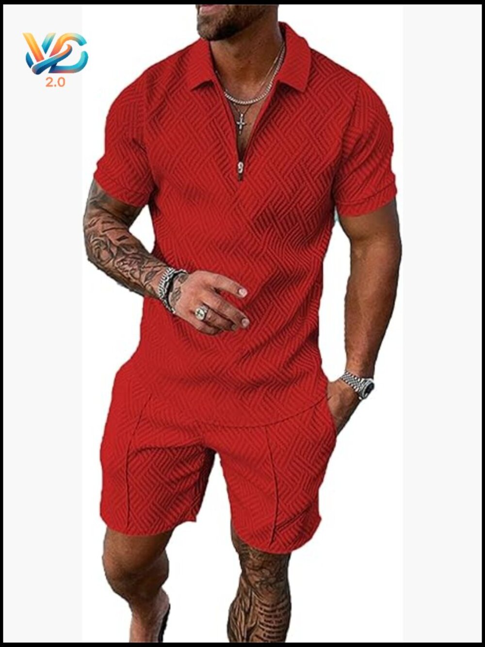 Men Track Suits 2 Piece Set Summer Casual Outfits Fashion Polo Shirts and